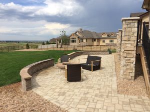 landscape in Northern Colorado, Belgard Urbana paver with Keystone wall 